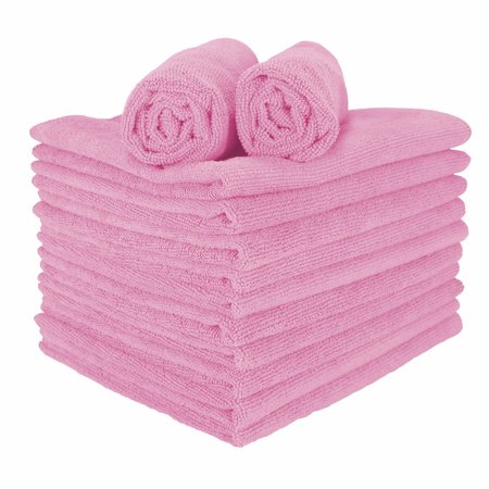 MONARCH Microfiber Hand Towels 15 x 24 Pink , 12PK M915210P